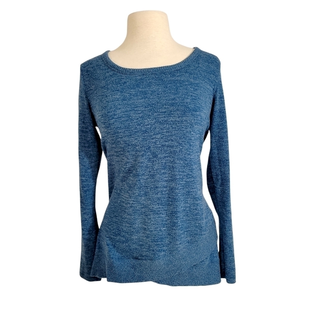 Mod-O-Doc Teal Marled Knit Crossover Layered Long Sweater